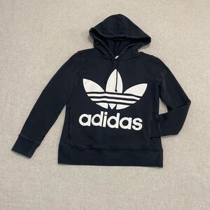 Adidas, Originals Trefoil Logo, Hoodie Pullover Sweatshirt Womens,Size XS Black